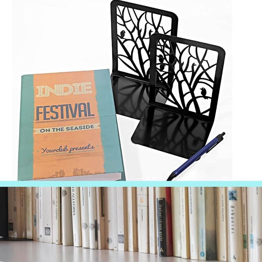 2-Delige Boekensteun Kinderen Metaal Boekenhouder CD DVD Onzichtbare Boekenkast Boekstopper boekensteun - Foto 2