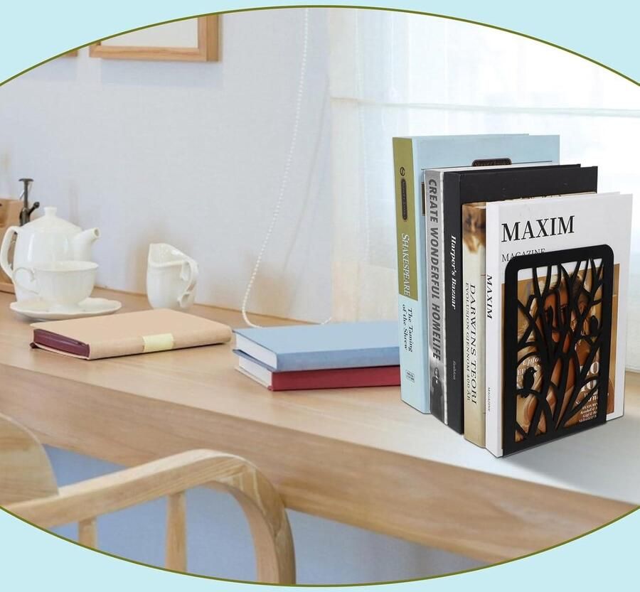 2-Delige Boekensteun Metaal Boekenhouder voor Plank DVD Boekenkast Boekensteunen boeksteun