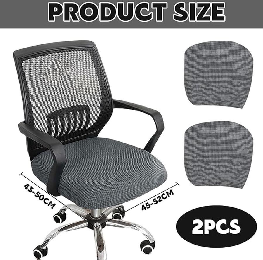 2-delige bureaustoelhoes wasbare bureaustoelhoes grijze verstelbare computerstoelhoes (grijs)