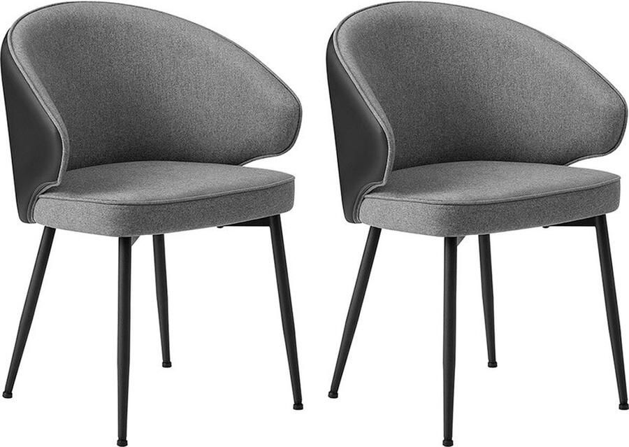Rootz Living Rootz 2-pack eetkamerstoelen donkergrijs stalen frame katoen-linnen mix stof schuimvulling PU-coating 56 4 cm x 58 cm x 81 cm