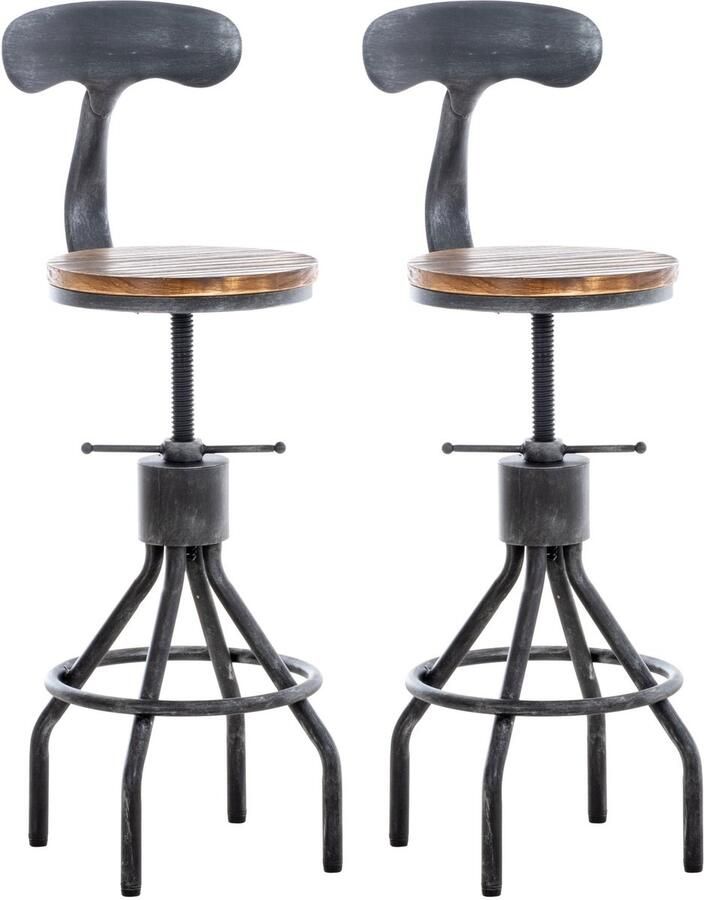 2-delige Industriële Bartafelset Bistroset Verstelbaar Comfort & Stabiel Frame