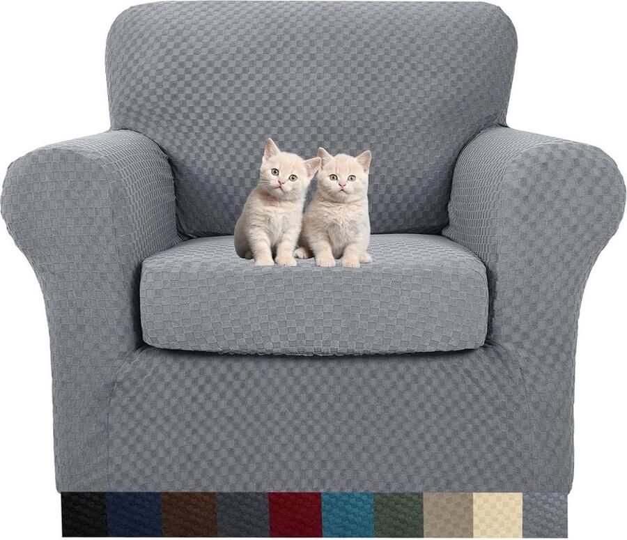 Jacquard stoelhoezen met armen Super Stretch antislip stoel Slipcover honden huisdier vriendelijke fauteuil cover 1 zits lichtgrijs
