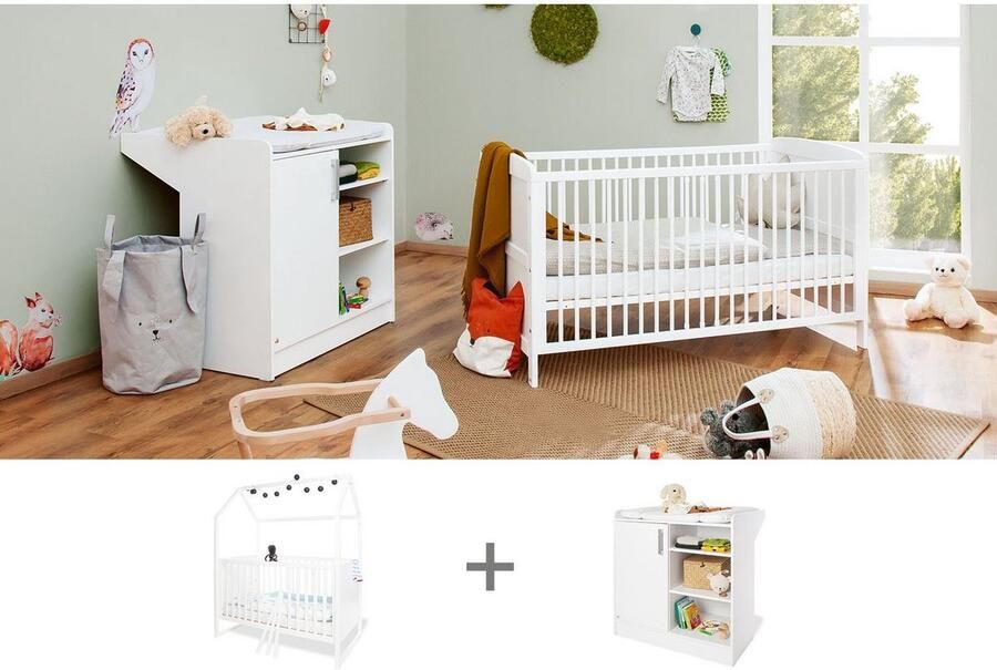 Rootz Living Rootz 2-delige kinderkamerset Huisbed Aankleedeenheid Converteerbaar ontwerp 147 cm x 82 cm x 175 cm bed 88 cm x 75 cm x 90 cm eenheid