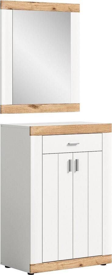 Rootz Living Rootz 2-delige kledingkastset kastsysteem dressoir witte afwerking duurzaam houtmateriaal ruimtebesparend FSC-gecertificeerd 150 cm x 60 cm x 200 cm