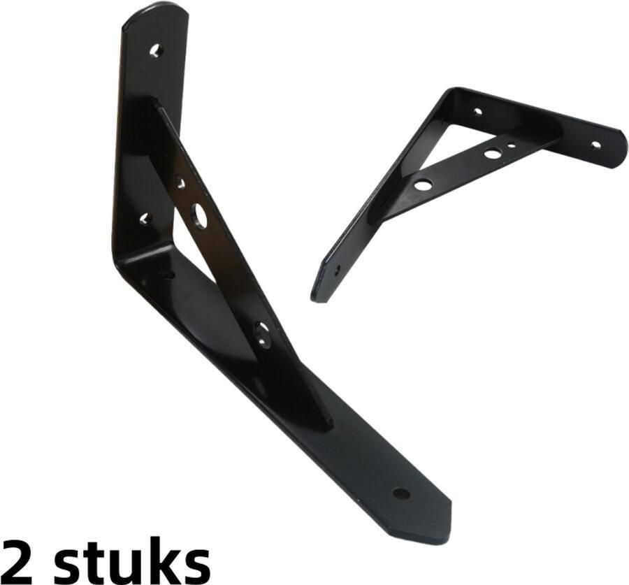 2-delige multifunctionele wandplank Verdikt Vaste houten plankdrager driehoekbeugel 3 0 * 25 breedte 8 inch Zwart