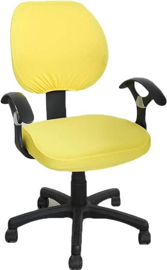 2-delige Rekbare Verwijderbare Wasbare Stoelhoezen voor Bureaustoelen Roterende Rugleuningen en Kussenbeschermers (Geel)
