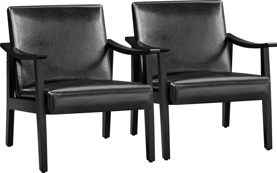 2-delige relaxfauteuil Retro loungestoel Gestoffeerde stoel TV-stoel Leesstoel Enkele bank 136 kg draagvermogen voor woonkamer Ontvangstruimte Thuisbioscoop Slaapkamer Zwart