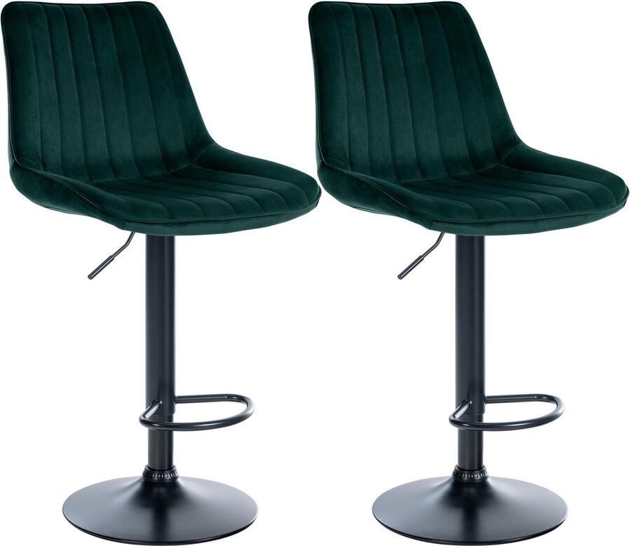 2-delige Set Barkrukken Hoge Krukken Fluwelen Zitcomfort en Hoogteverstelling