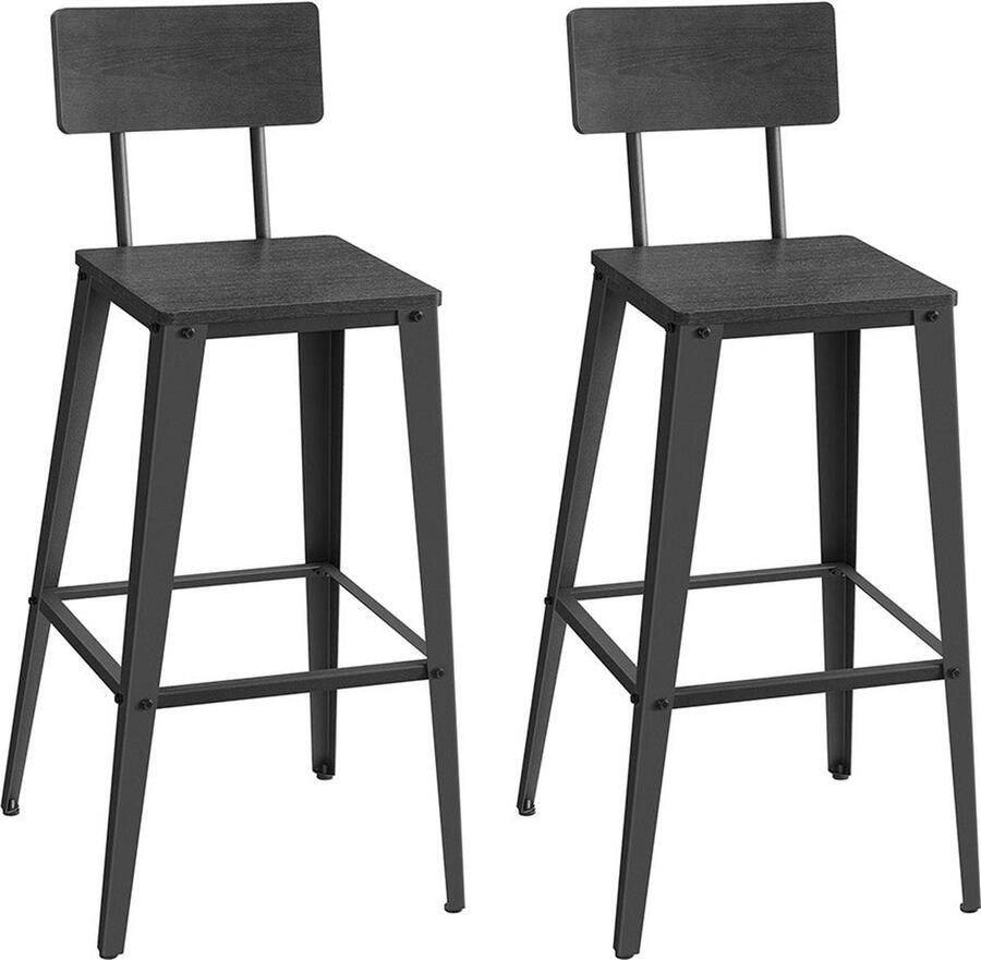 2 Piece Set Bar Stools High Chairs Breakfast Chairs Comfortable Backrest 45.4cm x 45.4cm x 102.2cm