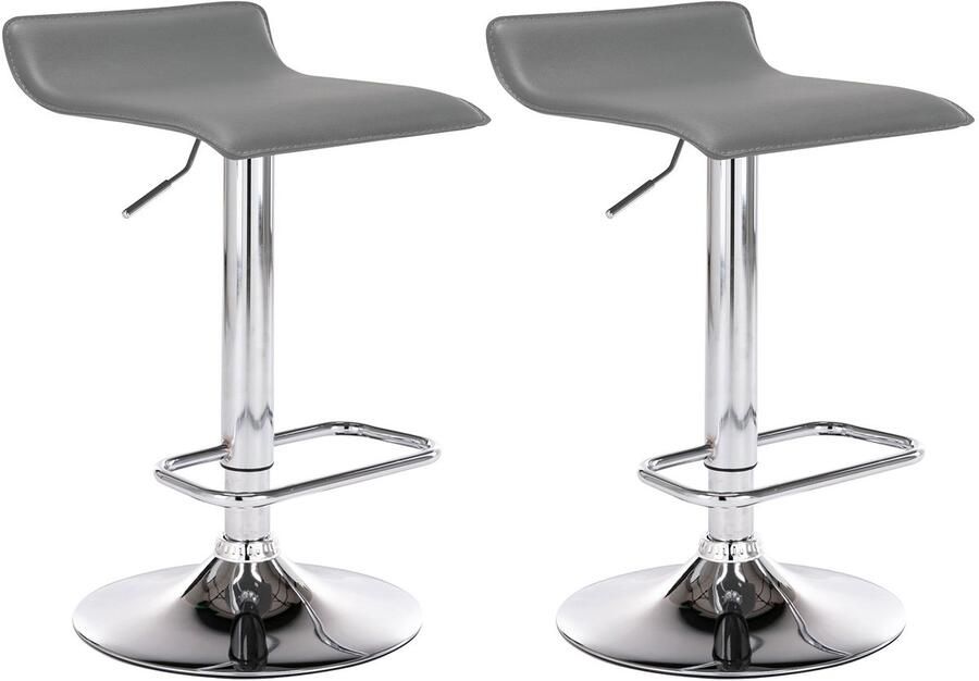 2-delige Set Barkrukken Krukken Traploos Verstelbare Hoogte Kunstleren Bekleding