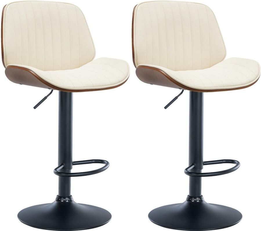 2-delige set Barkrukken Kunstleren Krukken In Hoogte Verstelbaar Tijdloos Design