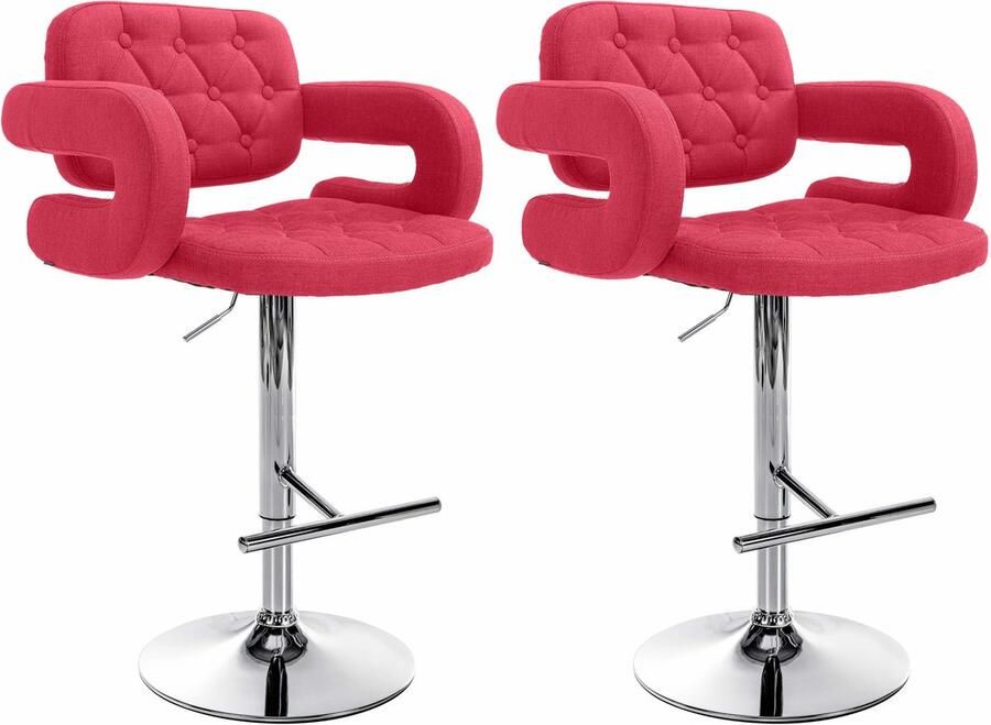 2-delige Set Barkrukken met Stoffen Bekleding Krukken Hoogte Verstelbaar