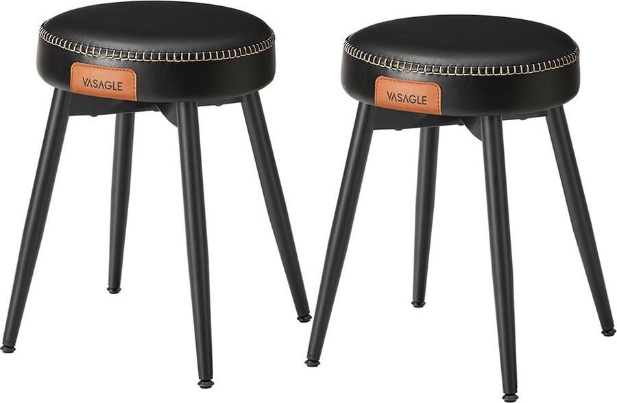 Rootz Living Rootz 2-delige set barstoelen krukken stoelen op toonbankhoogte stalen frame gegoten schuim PU-leer compact ontwerp lichtgewicht eenvoudige montage 48 cm x 48 cm x 48 2 cm