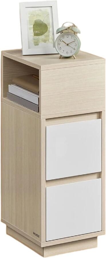 2 -delige set bedtafels smalle bijzettafels nachtkastjes met laden ruimtebesparend ontwerp 30 cm x 25 cm x 65 cm