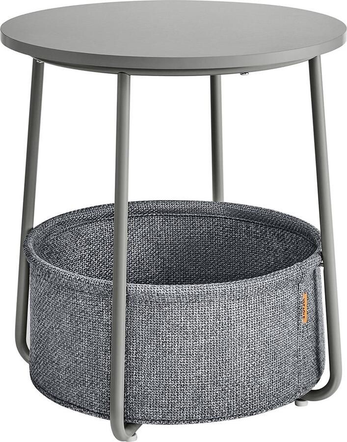 Rootz Living Rootz 2-delige set bijzettafel opbergmand spaanplaat staal polyester duifgrijs leigrijs 45 cm x 50 cm x 50 cm 39 6 cm x 18 2 cm x 18 2 cm lichtgewicht duurzaam eenvoudige montage