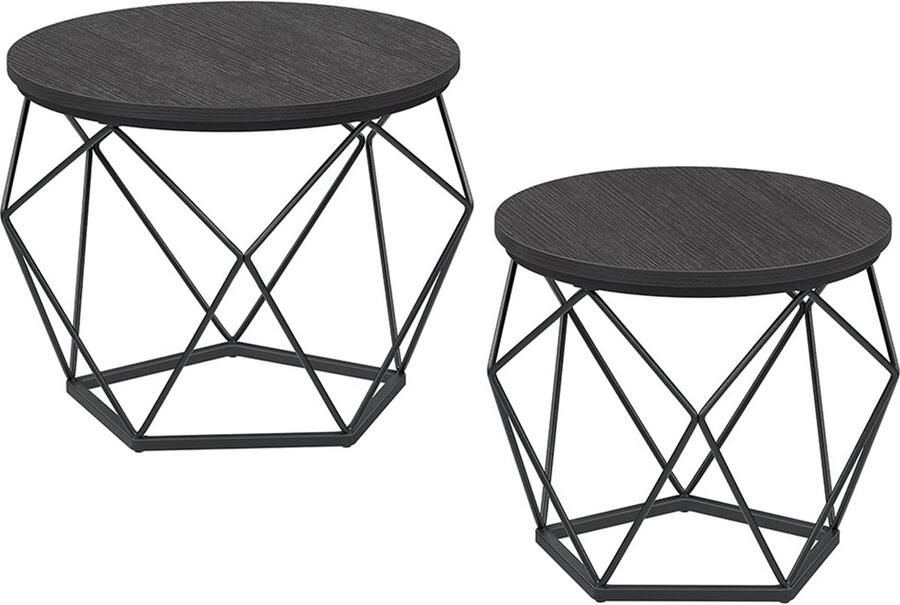 Rootz Living Rootz 2 Delige set Bijzettafels Spaanplaat Staal Grote Tafel 50cm x 40cm Kleine Tafel 40cm x 36cm 7kg