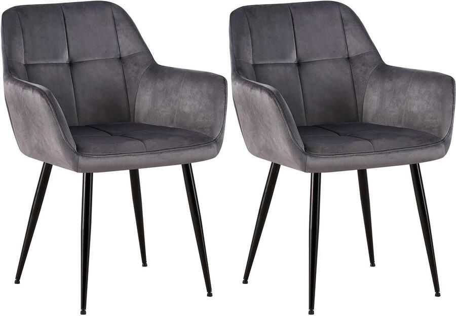 2-delige set Eetkamerstoel Fluweel Stoelen Comfortabel Zitcomfort Onderhoudsvriendelijk Design