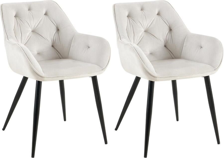 2-delige Set Eetkamerstoel Keukenstoelen Fluwelen Bekleding voor Comfort