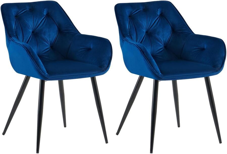 2-delige Set Eetkamerstoel Keukenstoelen Fluwelen Bekleding voor Comfort