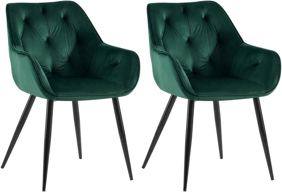 2-delige Set Eetkamerstoel Keukenstoelen Fluwelen Bekleding voor Comfort