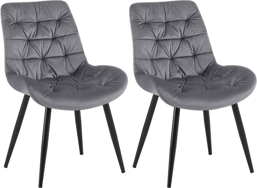 2-delige set Eetkamerstoelen Fluwelen Stoelen Hoog Zitcomfort