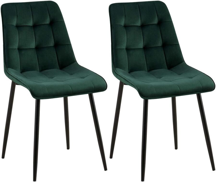 2-delige set Eetkamerstoelen Fluwelen Stoelen Hoog Zitcomfort