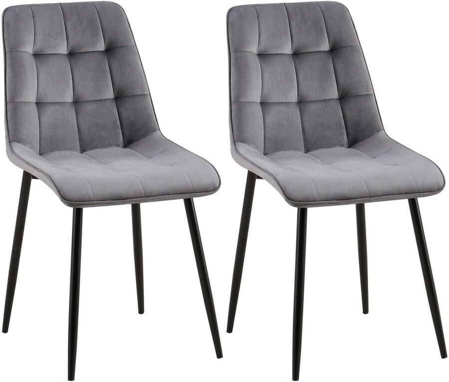 2-delige set Eetkamerstoelen Fluwelen Stoelen Hoog Zitcomfort