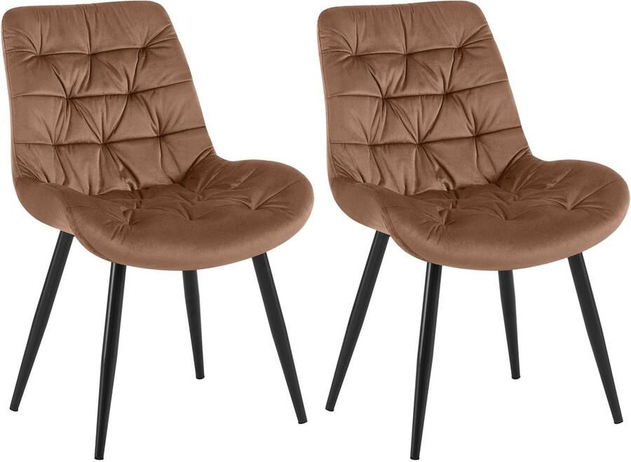 2-delige set Eetkamerstoelen Fluwelen Stoelen Hoog Zitcomfort