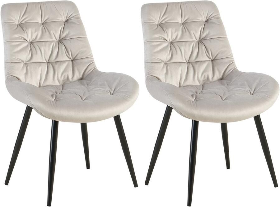2-delige set Eetkamerstoelen Fluwelen Stoelen Hoog Zitcomfort
