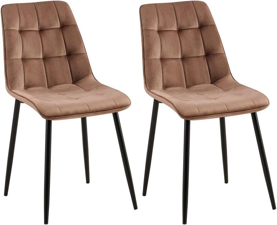 2-delige set Eetkamerstoelen Fluwelen Stoelen Hoog Zitcomfort