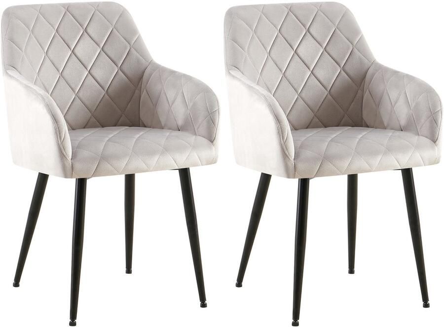 2-delige Set Eetkamerstoelen Fluwelen Zitstoelen Comfortabele Zithouding Tot 150 kg