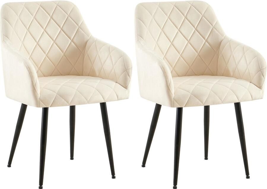 2-delige Set Eetkamerstoelen Fluwelen Zitstoelen Comfortabele Zithouding Tot 150 kg