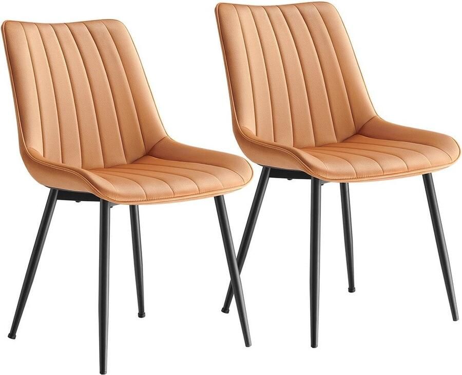 Rootz Living Rootz 2-delige eetkamerstoelen karamelbruin-inktzwart staal-multiplex comfortabel zitkussen 60 cm x 50 1 cm x 88 6 cm