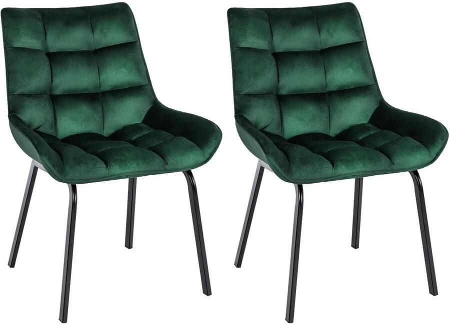 2-delige set Eetkamerstoelen Keukenstoelen Comfortabele Zithoogte Metalen Onderstel