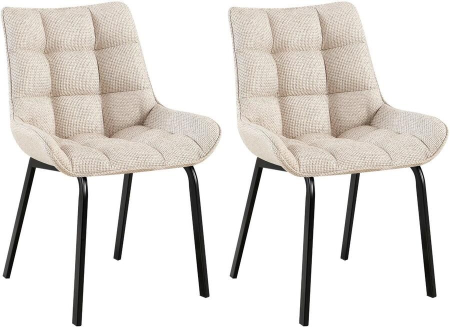 2-delige set Eetkamerstoelen Keukenstoelen Comfortabele Zithoogte Metalen Onderstel