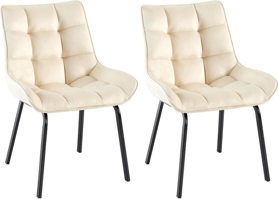 2-delige set Eetkamerstoelen Keukenstoelen Comfortabele Zithoogte Metalen Onderstel