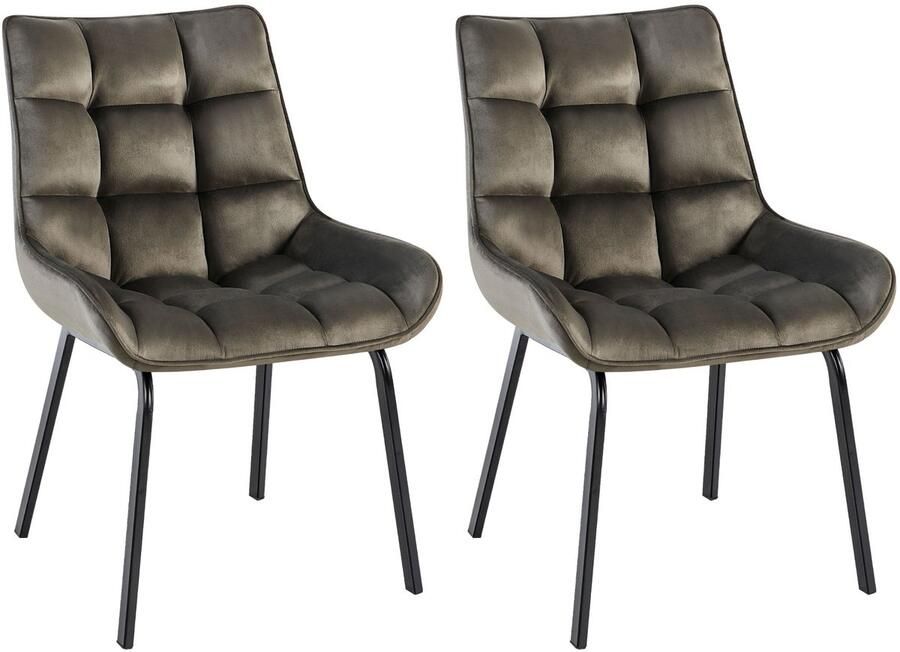 2-delige set Eetkamerstoelen Keukenstoelen Comfortabele Zithoogte Metalen Onderstel