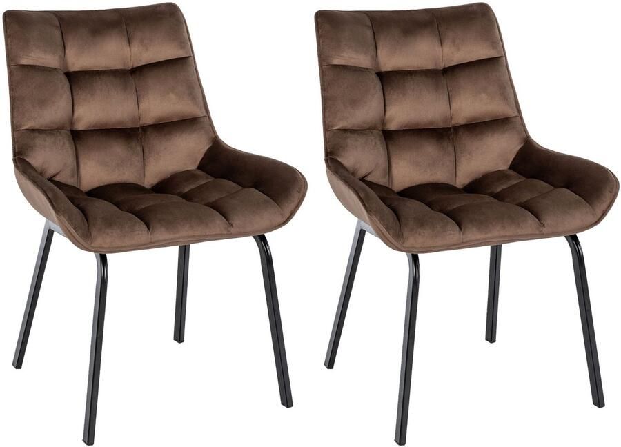 2-delige set Eetkamerstoelen Keukenstoelen Comfortabele Zithoogte Metalen Onderstel