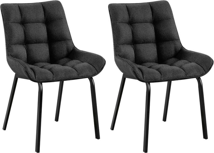 2-delige set Eetkamerstoelen Keukenstoelen Comfortabele Zithoogte Metalen Onderstel