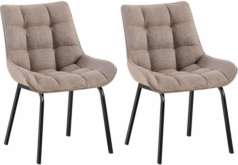 2-delige set Eetkamerstoelen Keukenstoelen Comfortabele Zithoogte Metalen Onderstel