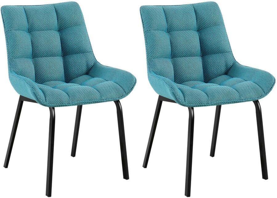 2-delige set Eetkamerstoelen Keukenstoelen Comfortabele Zithoogte Metalen Onderstel