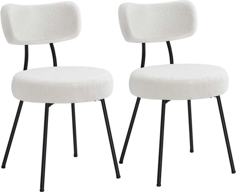 2 -delige set eetkamerstoelen witte keukenstoelen Fleece Covered Stoelen Comfortabele zitplaatsen 59 cm x 48 5 cm x 82 5 cm