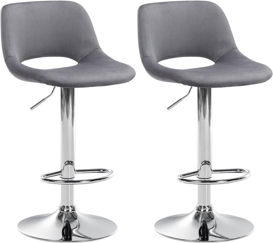 2-delige set Fluwelen Barkrukken Barstoelen Hoogte Verstelbaar & 360° Draaiend