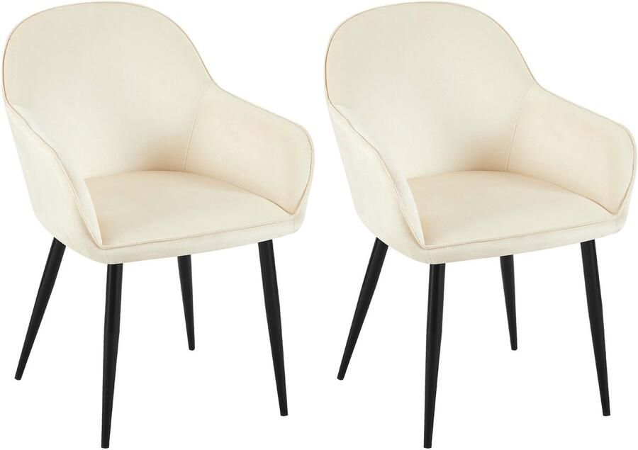 2-delige set Fluwelen Eetkamerstoelen Gewatteerd Comfort Metalen Frame