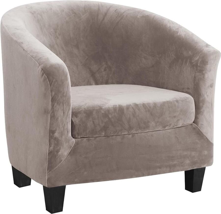 2-delige set fluwelen hoes voor kuipstoel hoog rekbaar eetkamer & woonkamer verbeterd ontwerp met kussenhoes