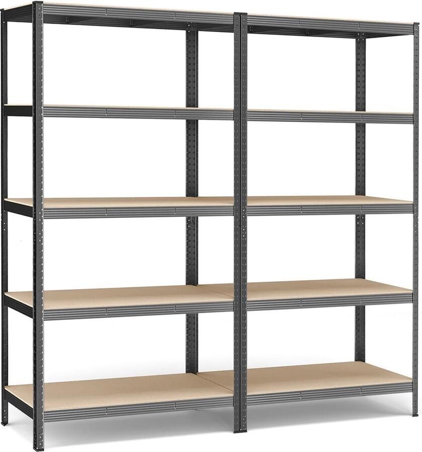 2-delige set kelderplanken opbergrek stalen frame heavy duty 60cm x 120cm x 200cm