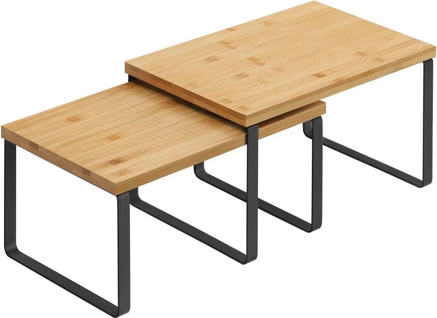 Rootz Living Rootz 2-delige set Kruidenrek Keukenplank Opbergplanken Bamboe en Metaal Theestationorganisator Uitbreiding van opbergruimte Netjes bureau 29 7 cm x 19 5 cm x 15 5 cm