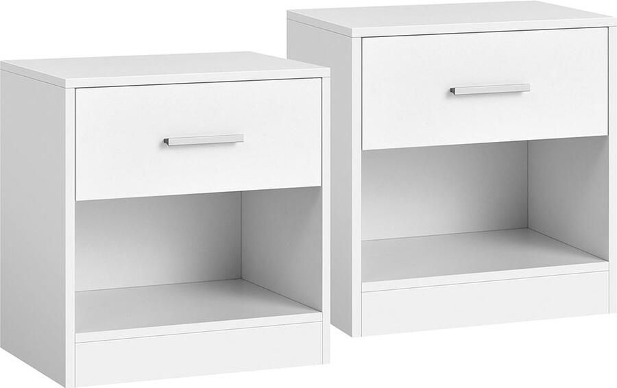 Rootz Living Rootz 2-delige set bijzettafel nachtkastje materiaal spaanplaat klassiek wit 28 cm x 39 cm x 41 cm 5 7 kg lade met capaciteit van 5 kg totale capaciteit van 75 kg