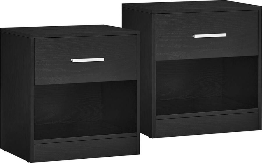 Rootz Living Rootz Spaanplaat Bijzettafelset Klassiek Zwart Nachtkastjes Nachtkastje 5 7 kg 28 cm x 39 cm x 41 cm Ladecapaciteit 5 kg Totale capaciteit 75 kg