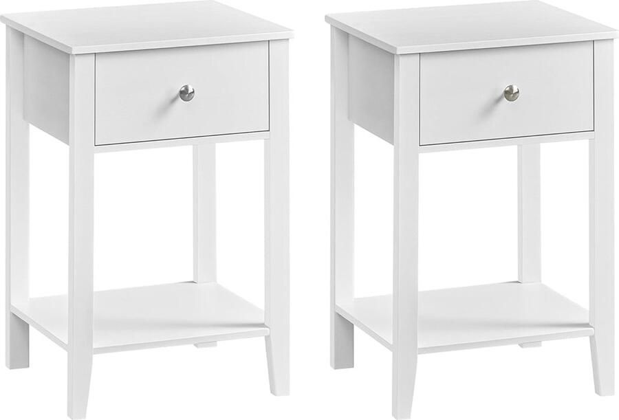 Rootz Living Rootz 2 Piece Set Bedside Tables Nightstands Bamboo MDF Cloud White 35cm x 40cm x 60cm Lightweight Sturdy Easy Assembly